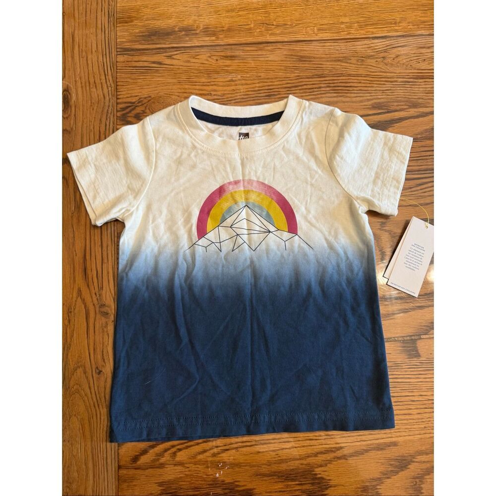 Tea Collection White Blue Ombre Rainbow Mountain Graphic T-Shirt‎ Size 2T NWT